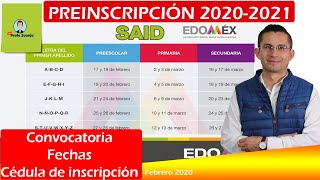 CONVOCATORIA PREINSCRIPCIONES SAID EDOMÉX FECHAS Y CÉDULA DE INSCRIPCIÓN [upl. by Pedaiah]