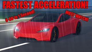 The Fastest Accelerating Car in Driving Empire I Tesla Roadster Complete Review [upl. by Odnamra509]