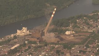 WATCH Pennsylvania building demolition doesnt go quite as planned [upl. by Atikehs737]