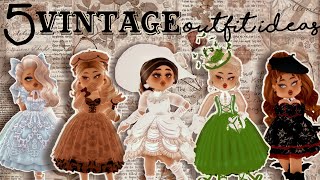 5 Vintage Outfit Ideas 👜✨  Royale High Roblox [upl. by Juetta259]