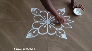 Flower Kolam for Beginners  SumiSketches [upl. by Rasaec]