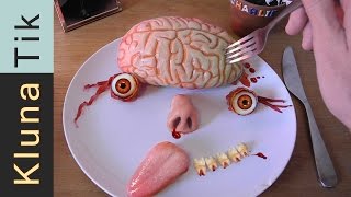 Klunatik Eating BRAINS EYEBALLS and a TONGUE Kluna Tik Dinner 37  ASMR eating sounds face [upl. by Eizzil]