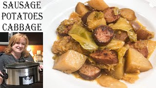 CROCKPOT SAUSAGE POTATOES amp CABBAGE RECIPE  My Version of a Colcannon Recipe [upl. by Haroppiz]