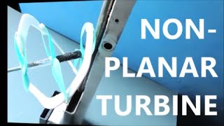 Nonplanar toroidal 3 stages turbine plus curved tangential blades at slow flow [upl. by Rolfston]