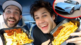 MUKBANG IN DAVID DOBRIKS NEW ASTON MARTIN CAR Hot Chicken [upl. by Baggett]