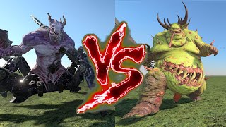 Soul Grinder Slaanesh VS Great Unclean One Total War Warhammer 3 [upl. by Kahlil]