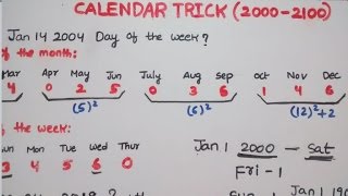 Trick to solve calendar problems in less than 20 secs  20002100 years [upl. by Jonah]