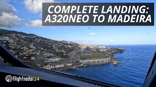 Cockpit view full landing at Madeira  A320NEO [upl. by Aihsoek]