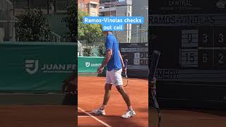 Albert RamosVinolas checks line call during ATP Challenger match with Calvin Hemery in Seville [upl. by Eadie]