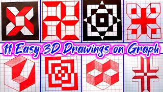 11 Easy Drawing Tricks On Graph Paper  Art Tricks for Kids [upl. by Irep]