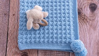 How to Crochet a Baby Blanket for Beginners Super EASY amp QUICK Only 1 row to repeat [upl. by Platon]