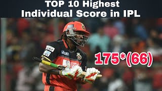 Top 10 highest individual score in IPL 2008 to 2018 [upl. by Aerdied]