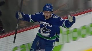 Elias Pettersson scores in NHL debut after taking solo lap prank [upl. by Okiam]