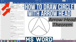 How to Draw Circle with Arrow Head in MS word  Circle with Arrow Head Theorem in MS Word  Shapes [upl. by Ycam]