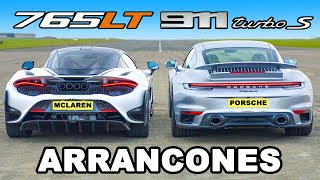 McLaren 765LT vs Porsche 911 Turbo S ARRANCONES [upl. by Melamie]