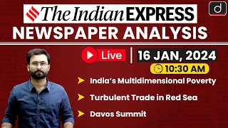 Newspaper Analysis  The Indian Express  16 Jan 2024  Drishti IAS English [upl. by Ahsilef]