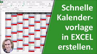 Schnelle Kalendervorlage in Excel erstellen [upl. by Dermot]