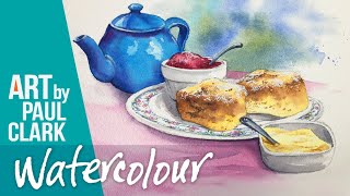 How to Paint a Still Life in Watercolour  A Cornish Cream Tea [upl. by Ogires]