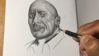 Drawing The Rock Dwayne Johnson Pencil Sketch [upl. by Idram]