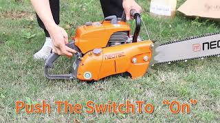 Neotec Chainsaw NS8105 How to Start [upl. by Yehsa]