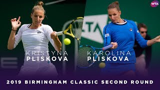 Kristyna Pliskova vs Karolina Pliskova  2019 Birmingham Classic Second Round  WTA Highlights [upl. by Luoar]