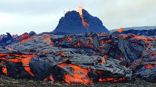 Man Captures Icelandic Volcanic Eruption Up Close [upl. by Nnylannej]