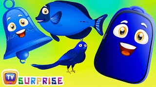 Learn Blue Colour with Funny Egg Surprise amp Blue Color Song  ChuChuTV Surprise Eggs Colors for Kids [upl. by Nnaaras]