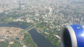 Landing at Chennai Airport aerial view from Marina Beach [upl. by Shauna527]