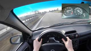 Opel Corsa B 14i 1996  POV VMAX  0100 kmh on the Autobahn  190 KMH118 MPH [upl. by Hsemin]