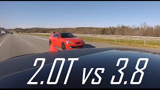 Hyundai Genesis Coupe 20T VS 38 DRAG RACE [upl. by Nehgam]