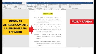 CÓMO ORDENAR ALFABÉTICAMENTE LA BIBLIOGRAFÍA EN WORD AUTOMÁTICAMENTE  EJEMPLO NORMAS APA 7ma ED [upl. by Yardley]