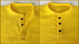 designer piping collar kurta stiching  sew a lower neck kurta  kurta stiching full video [upl. by Ylac]