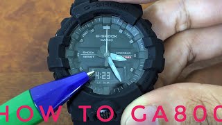 Casio 5535 Module  GA800 series GShock watch setup test screen amp functions demo [upl. by Ecyned]