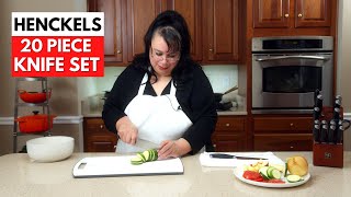 Henckels Elan 20 Piece Knife Set  Review amp Cut Test  Chefs Knife Santoku Prep amp Steak Knives [upl. by Nizam47]