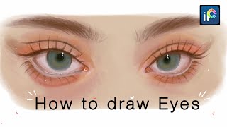 ✍🏻How I Draw Eyes  Step by step tutorial on ibisPaintx  with subtitles✨ [upl. by Wymore]