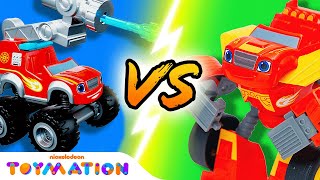 Robot Blaze vs Firefighter Blaze 2  Blaze and the Monster Machines Toys  Toymation [upl. by Obadias95]