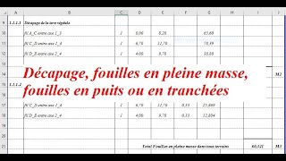 METRE DE TERRASSEMENT décapage fouilles en pleine masse fouilles en puits ou en tranchées [upl. by Sremlahc469]