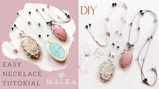 How to wrap your favorite stone  Simple Unisex Macrame Necklace Tutorial [upl. by Moishe]