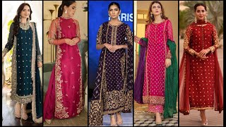 latest wedding dress design 2024  Trending mehndi barat walima long shirt designs 2024 for girls [upl. by Akinihs]