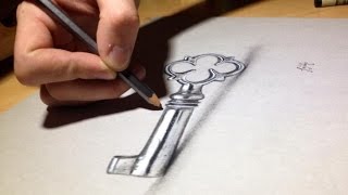 How to draw realistic Key 3d Time Lapse [upl. by Ahsiekrats154]