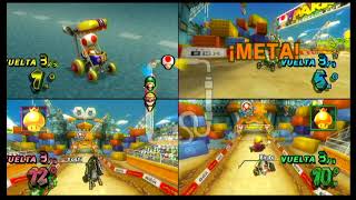 Mario Kart Wii 4 Players32 Epic RacesAll Tracks [upl. by Harlie]