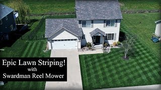 Epic Lawn Striping  Swardman Edwin 20 Reel Mower Mowing [upl. by Akessej]