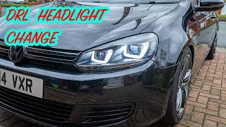 Vw Golf MK6 DRL Headlight Change [upl. by Ydissak]