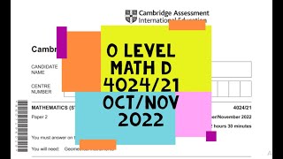 O Level Math D Paper 2 402421 OctNov 2022 [upl. by Eylrahc]