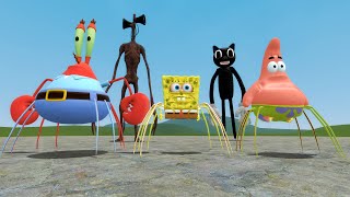 SPIDER SPONGEBOB VS TREVOR HENDERSON MONSTERS Garrys Mod Sandbox [upl. by Suivart727]