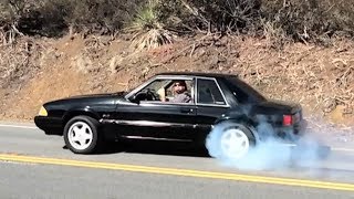 Matts Fox Body Mustang  First Burnout Test [upl. by Sitarski]