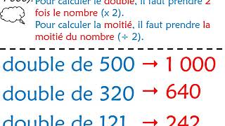 Calcul mental  Calculer le double la moitié nombre inférieur à 1000mp4 [upl. by Phaih]