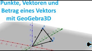 GeoGebra3d Tutorial Punkte Vektoren im Raum darstellen und Betrag eines Vektors bestimmen [upl. by Adnical869]