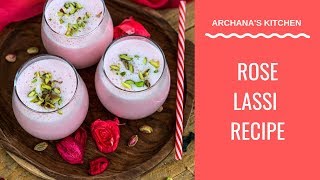 Rose Lassi Recipe  Indian Drinks Recipes By Archanas Kitchen [upl. by Anrahs]