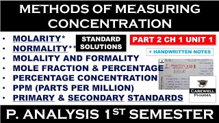 Methods of Expressing Concentration  Primary and Secondary Standards  L2 Ch1 U1  P Analysis [upl. by Htnnek]